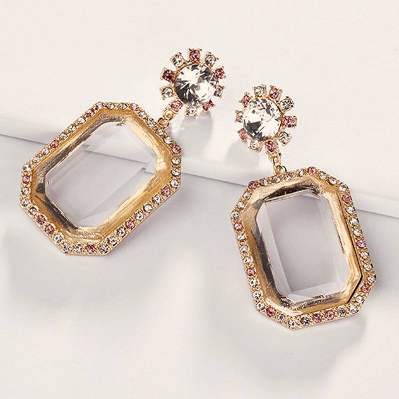 

Geometric Charm Drop Earrings, Gold