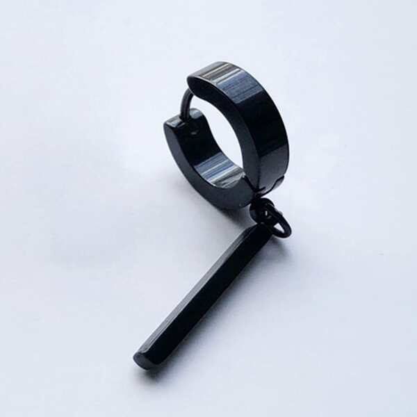 

Men Solid Drop Earring, Black