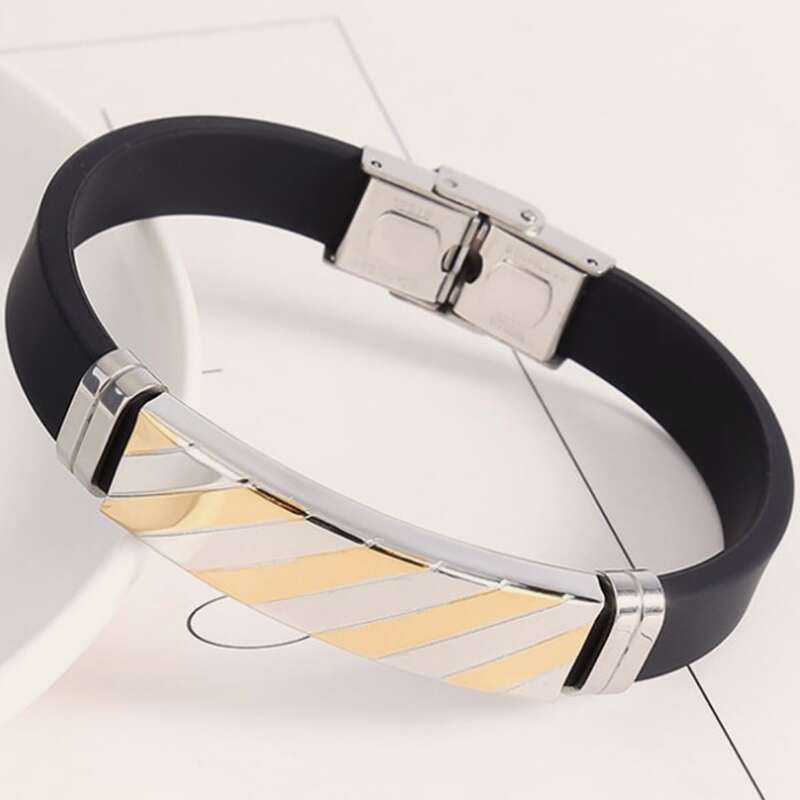 

Guys Striped Pattern Bracelet, Multicolor