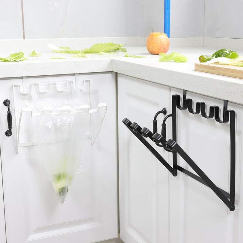 

1pc Garbage Bag Hanging Rack, Black and white