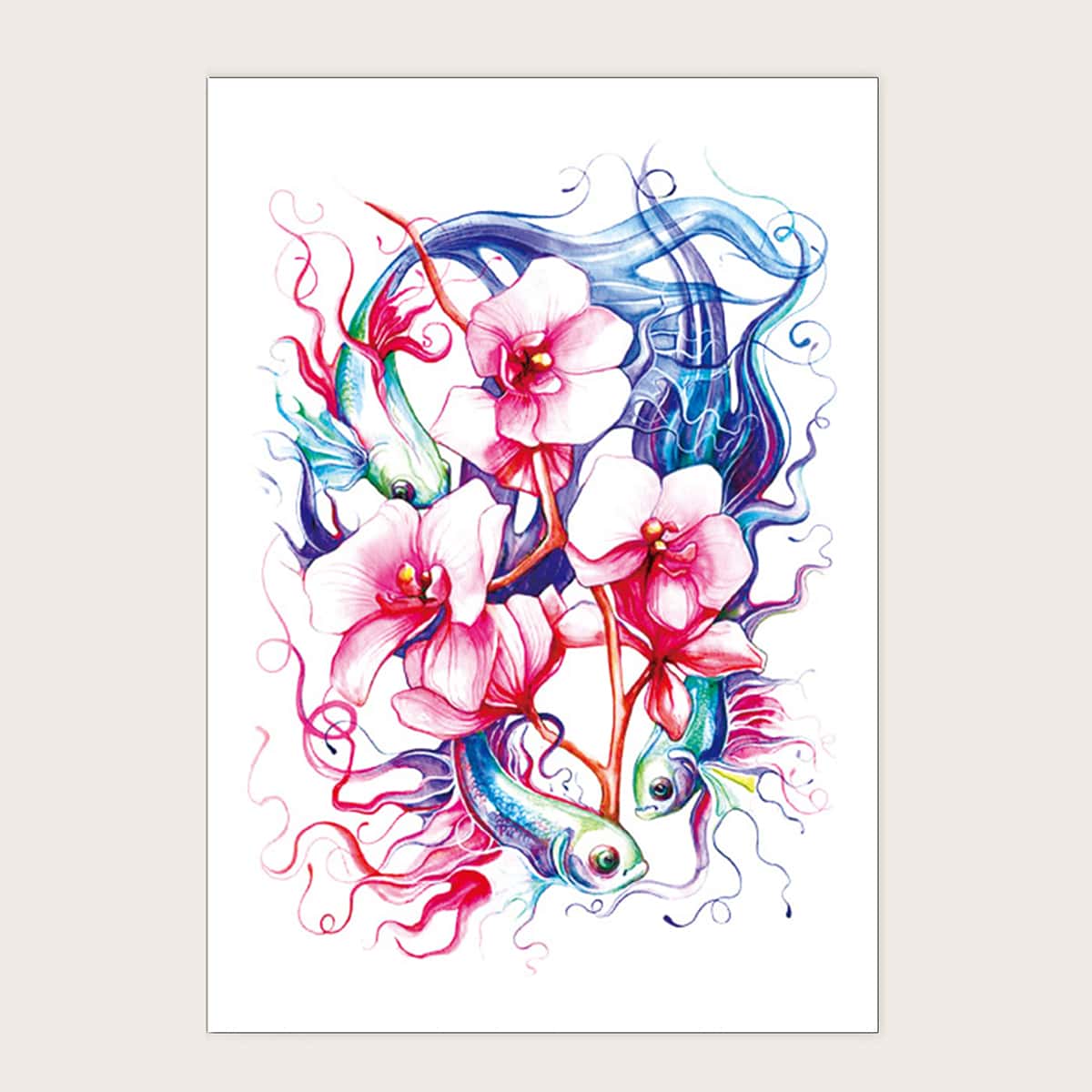 

Floral Pattern Tattoo Sticker, Multicolor