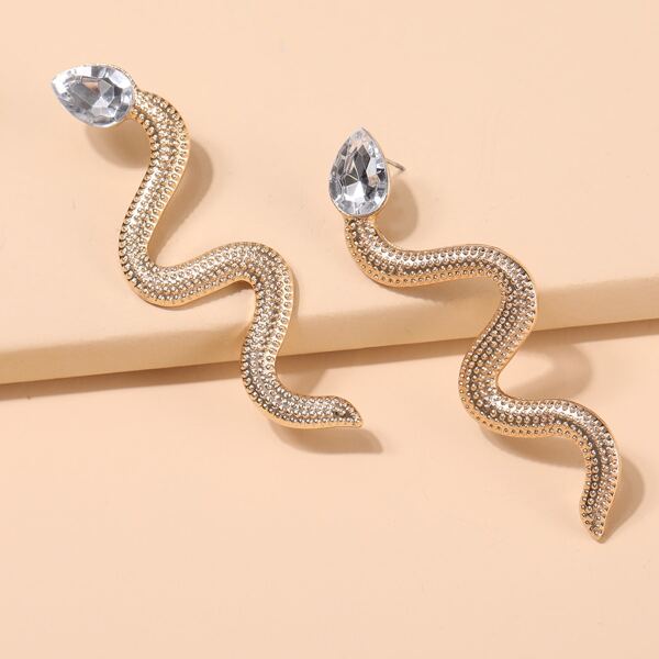 

Serpentine Design Stud Earrings, Gold