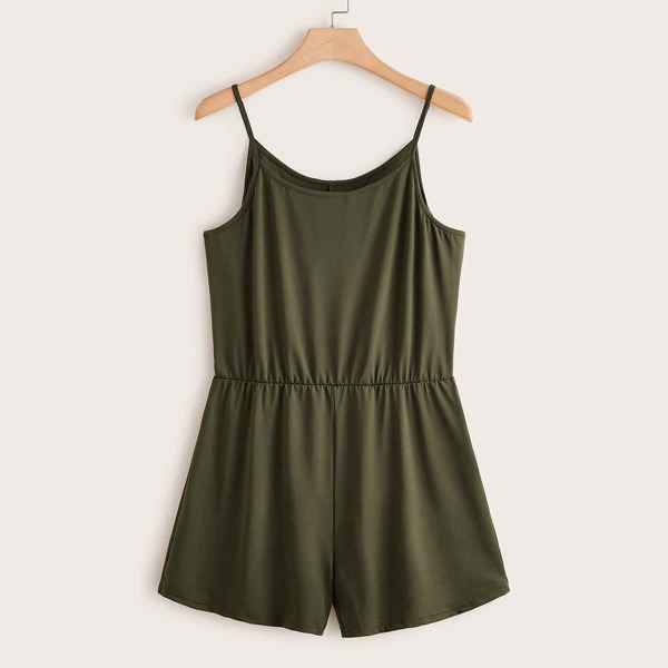 

Plus Solid Cami Rompers, Army green