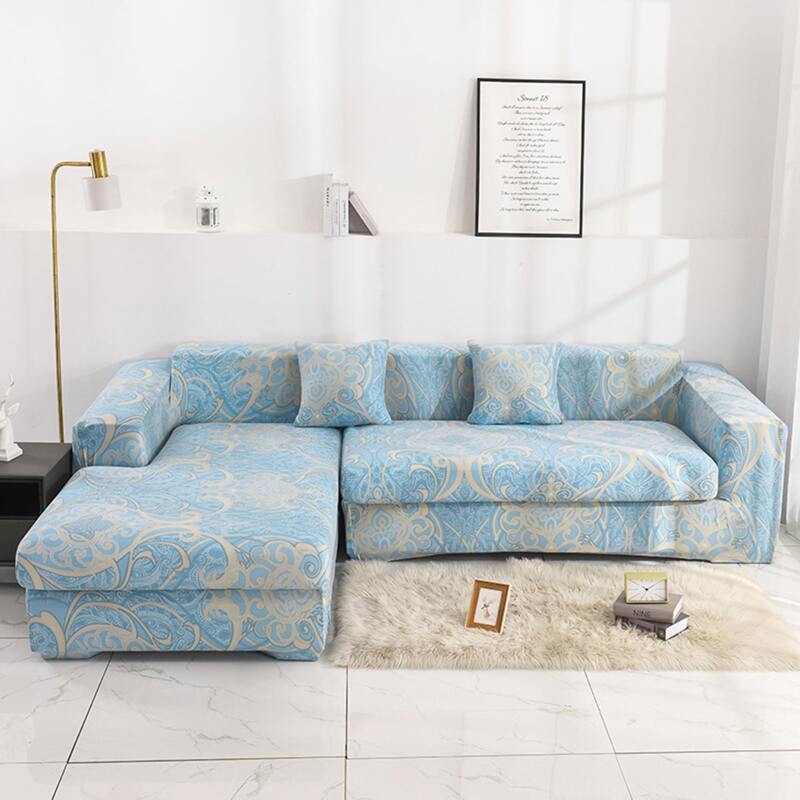 

Damask Print Stretchy Sofa Cover, Blue