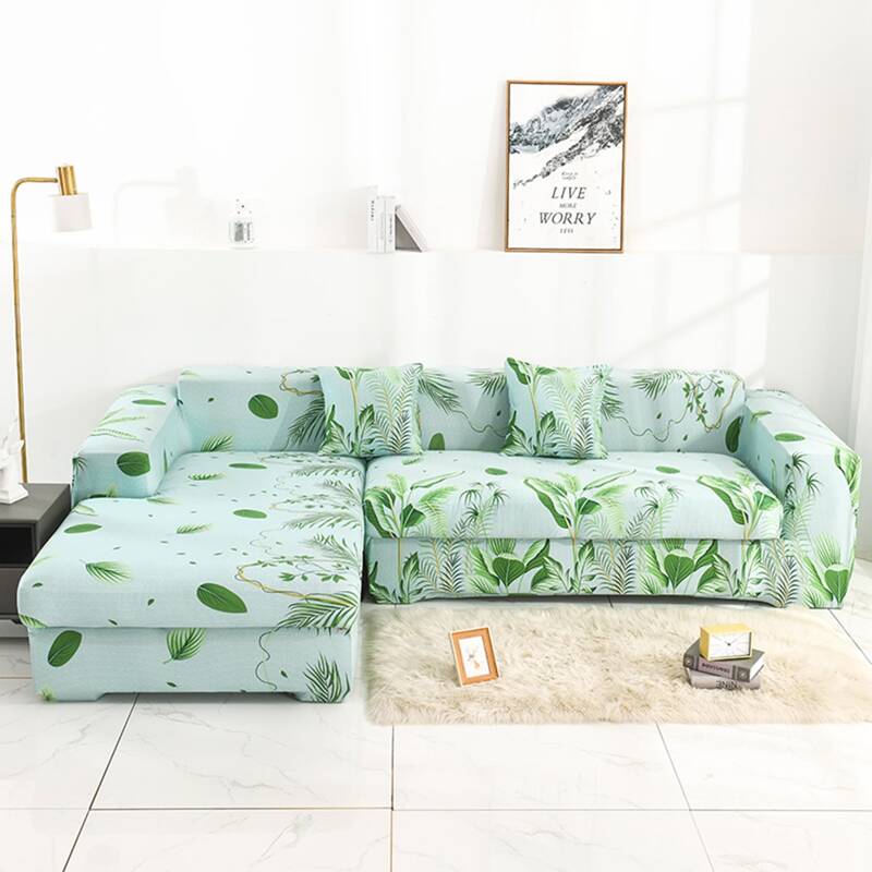 

Plant Print Stretchy Sofa Cover Without Cushion Cover, Green