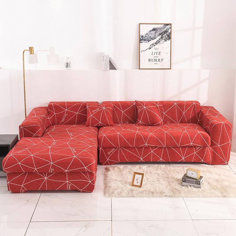 

Geometric Pattern Stretchy Sofa Cover Without Cushion Cover, Red