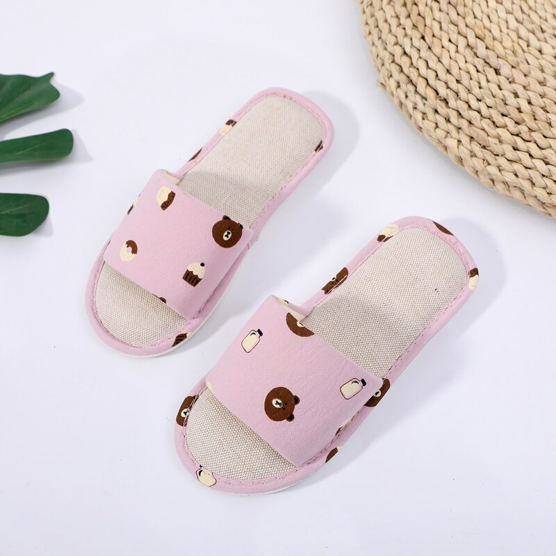 

Open Toe Cartoon Graphic Slippers, Pink