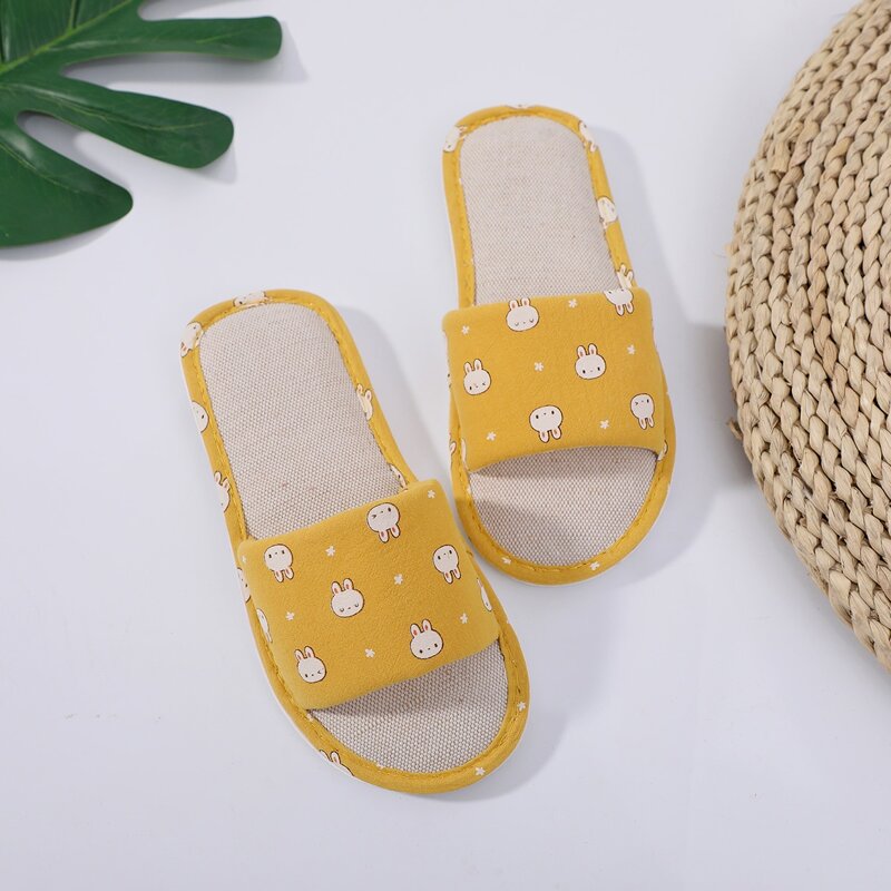 

Open Toe Cartoon Graphic Slippers, Yellow