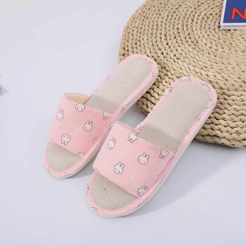 Open Toe Cartoon Graphic Slippers, Pink