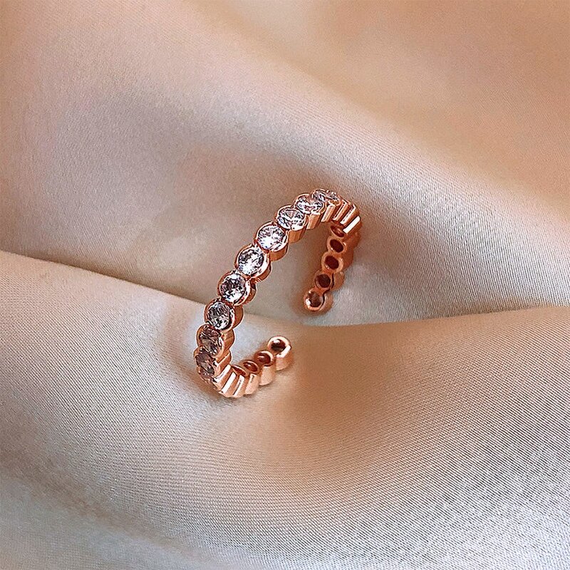 

1pc Rhinestone Engraved Cuff Ring, Gold