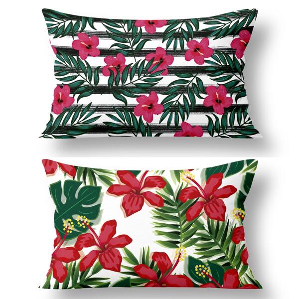 

1pc Flower Print Cushion Cover Without Filler, Multicolor