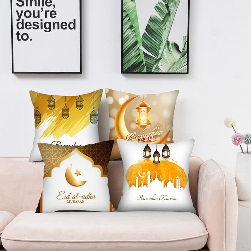 

1pc Lantern Print Ramadan Cushion Cover Without Filler, Multicolor