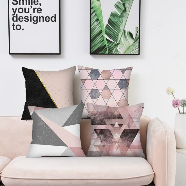 

1pc Geometric Pattern Cushion Cover Without Filler, Multicolor