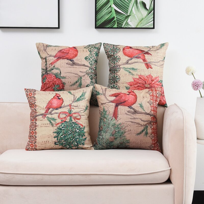 

1pc Bird Print Cushion Cover Without Filler, Multicolor