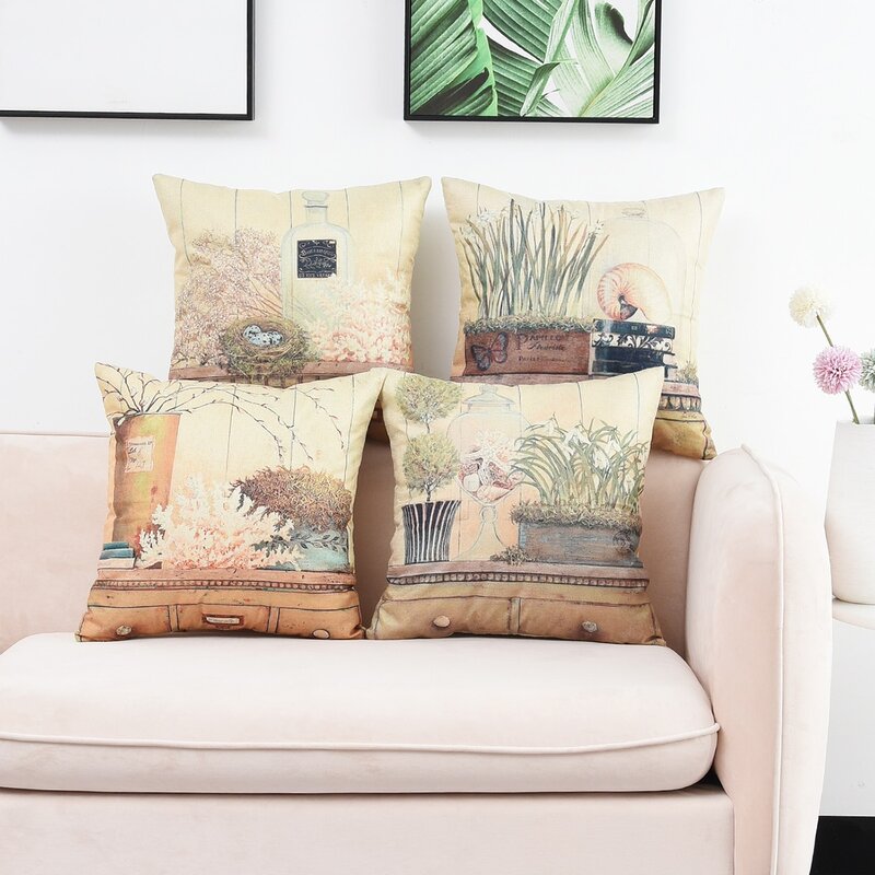 

1pc Plants Print Cushion Cover Without Filler, Multicolor