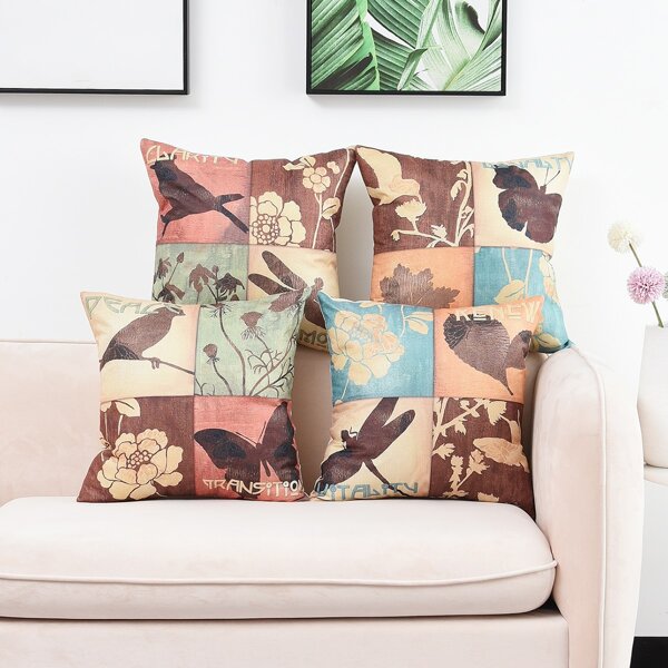 

1pc Butterfly Print Cushion Cover Without Filler, Multicolor