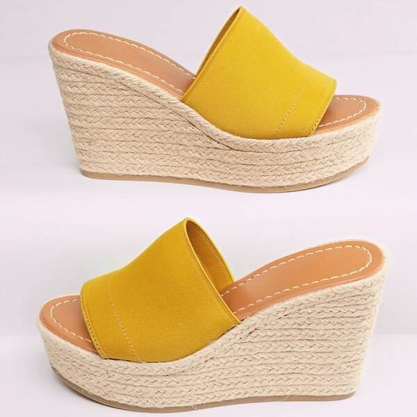 

Open Toe Platform Espadrille Wedge Sandals, Yellow