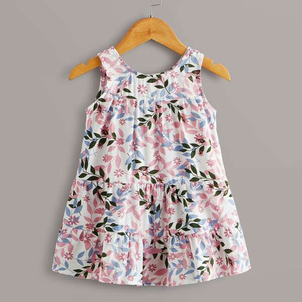 

Toddler Girls Allover Plants Print Smock Dress, Multicolor
