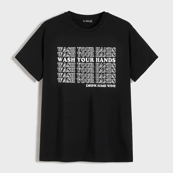

Men Slogan Graphic Tee, Black