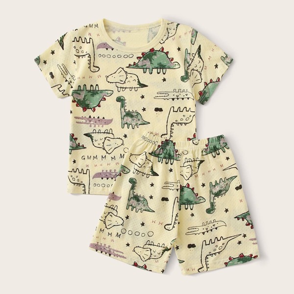 

Toddler Boys Cartoon Dinosaur Print PJ Set, Multicolor