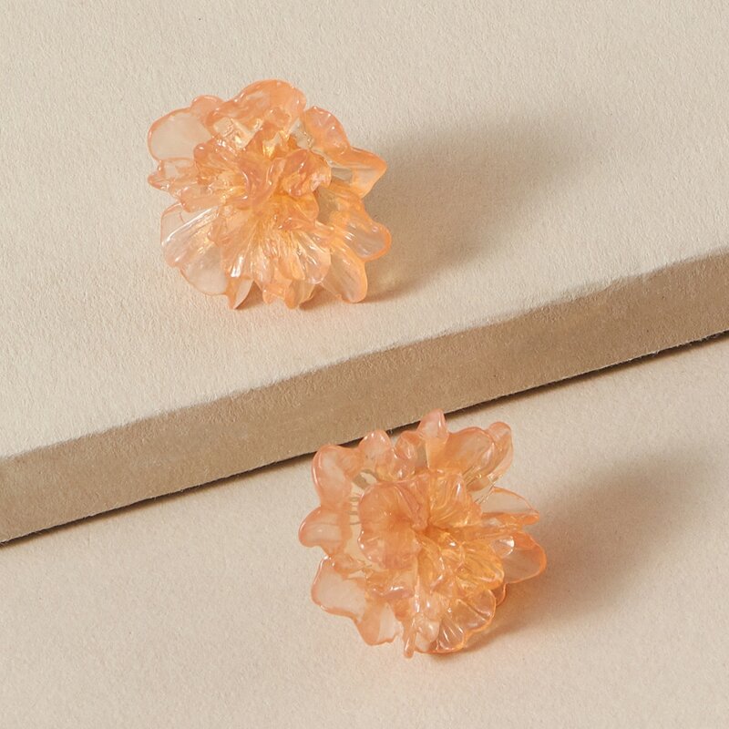 

1pair Floral Design Stud Earrings, Pink