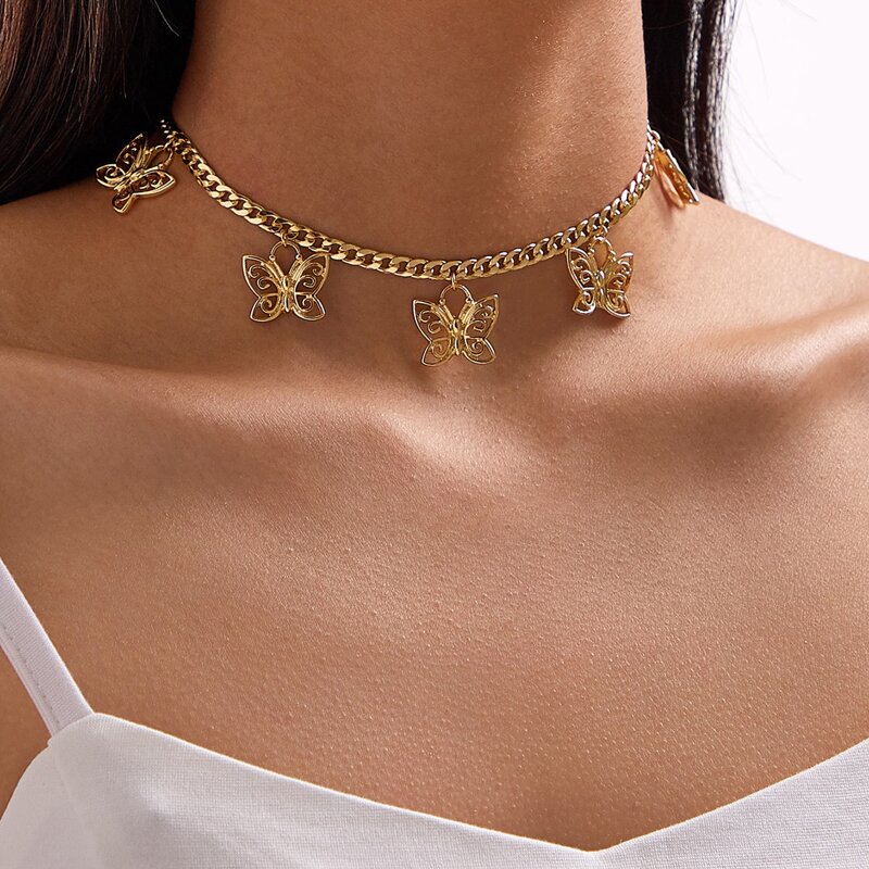 

1pc Butterfly Charm Necklace, Gold