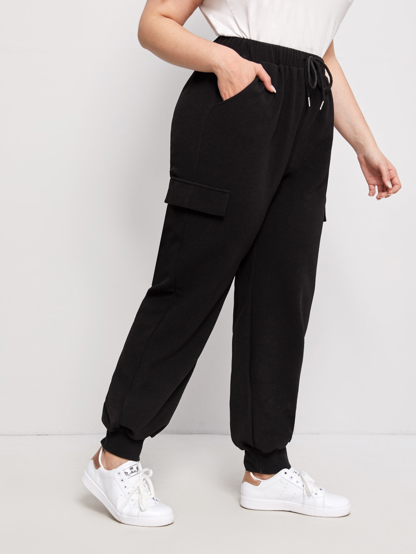Plus Drawstring Waist Slant Pocket Sweatpants thumbnail