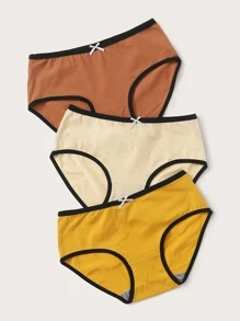 3pack Contrast Binding Panty Set - Multicolor - View 3