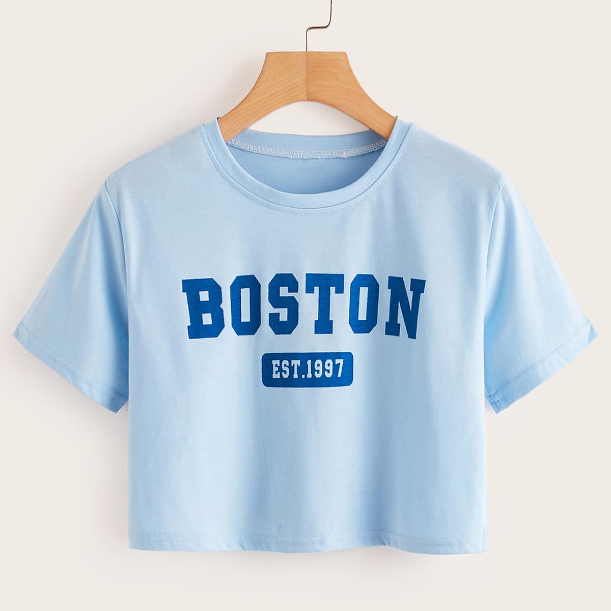 

Letter Graphic Crop Tee, Blue