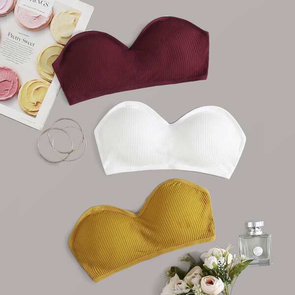 

Ribbed Bandeau Set - 3 Pack, Multicolor