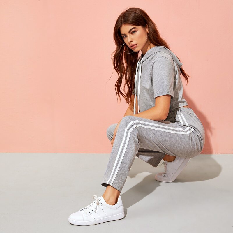 

Grey Hoodie & Side Striped Pants