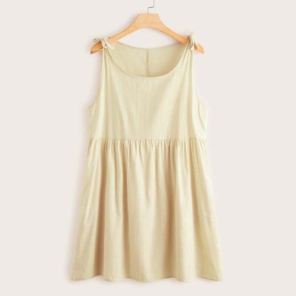 

Plus Tie Shoulder Night Dress, Beige