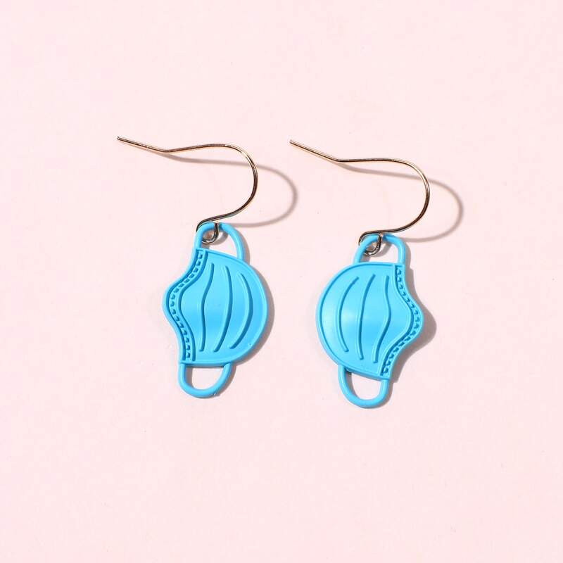 

1pair Mask Drop Earrings, Blue