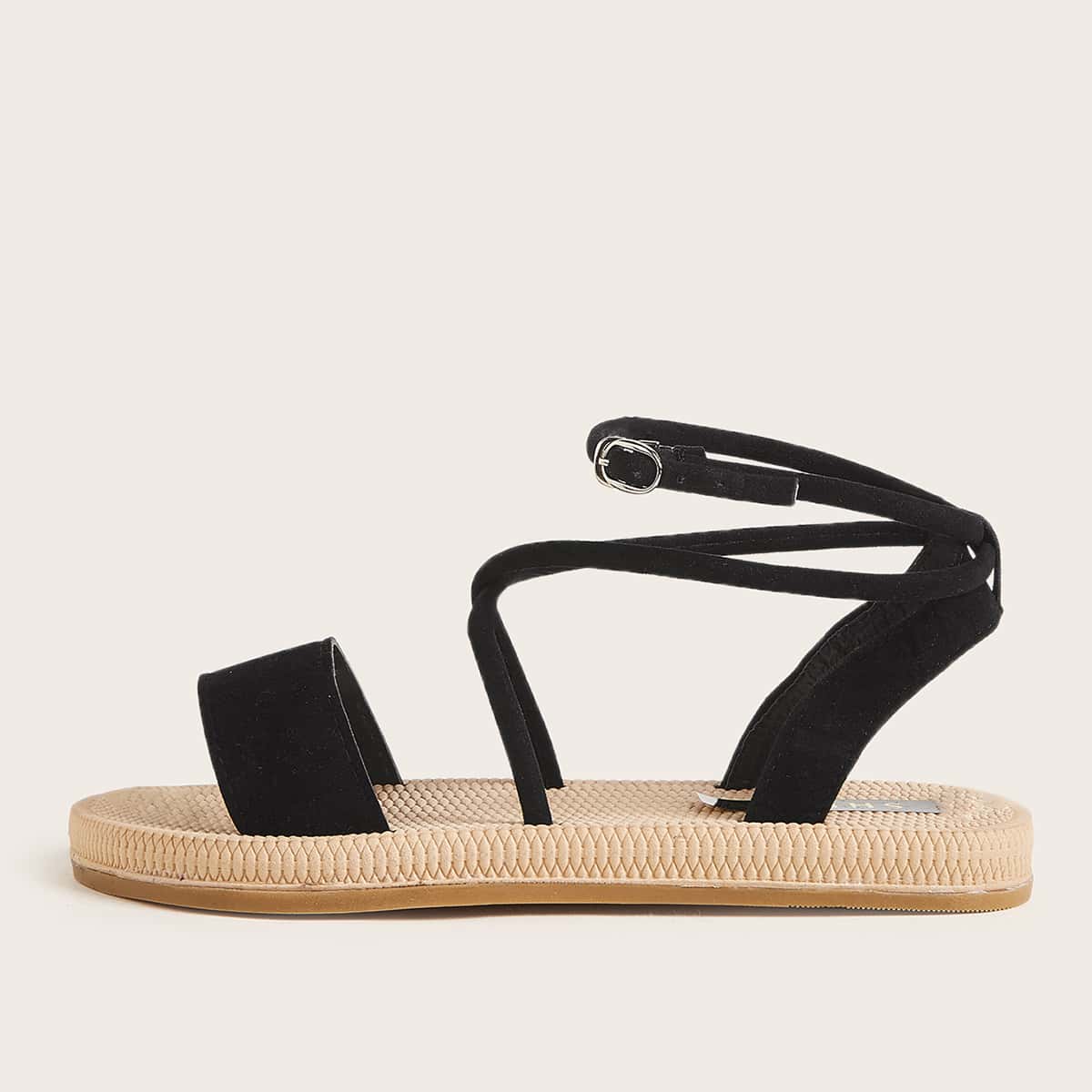 

Open Toe Ankle Strap Sandals, Black