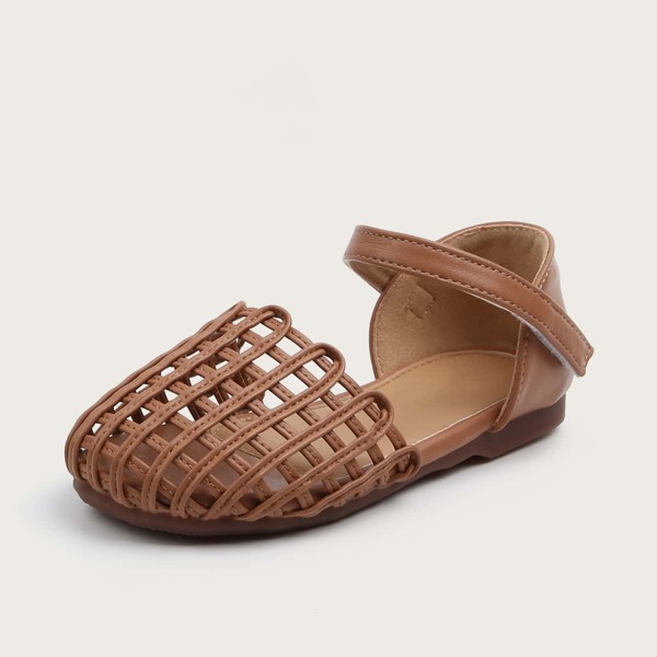 

Toddler Girls Caged Ankle Strap Flats, Brown