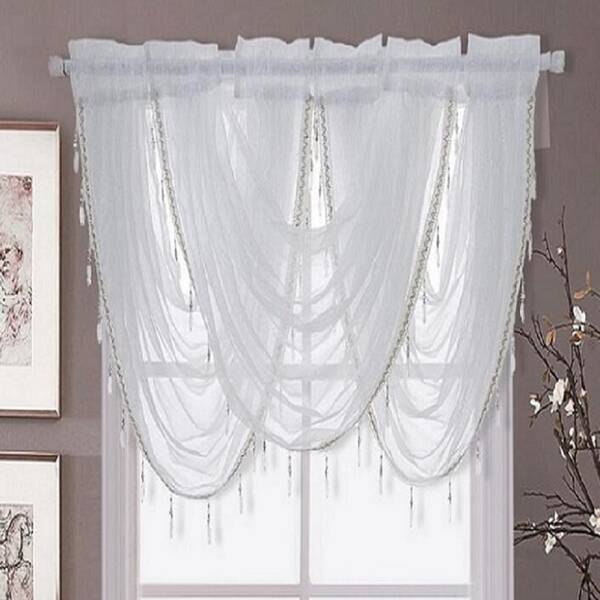 

1pc Crystal Pendant Decorative Curtain, White
