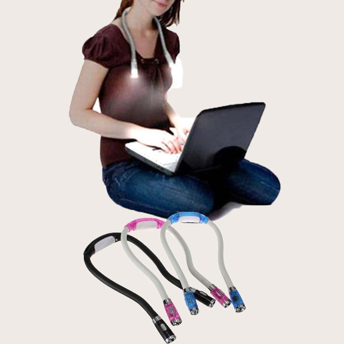 

1pc Portable Hanging Neck Led Reading Lamp, Multicolor