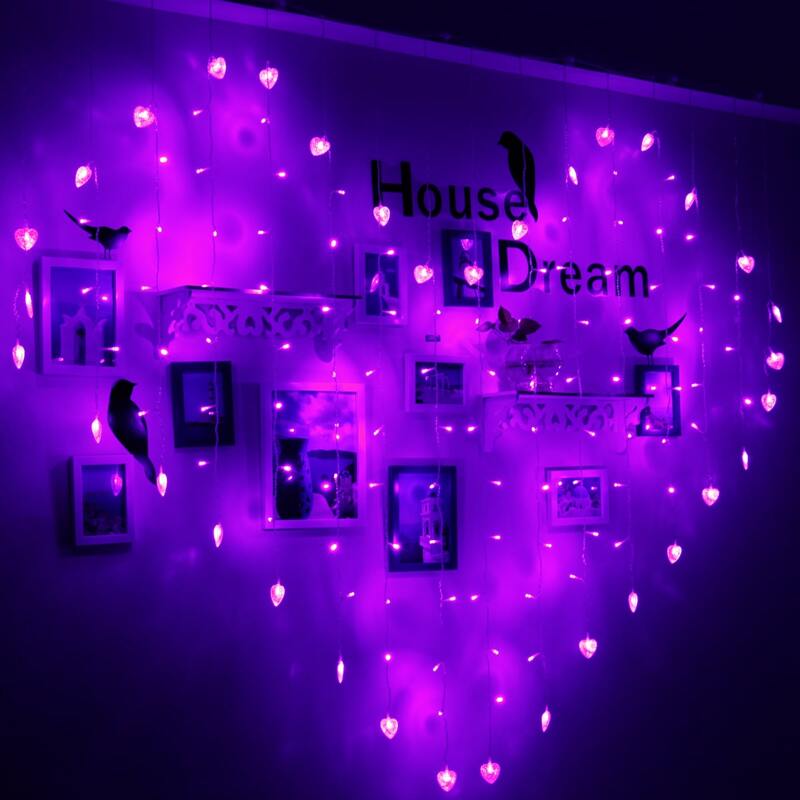 

128pcs Curtain Hanging String Light, Purple