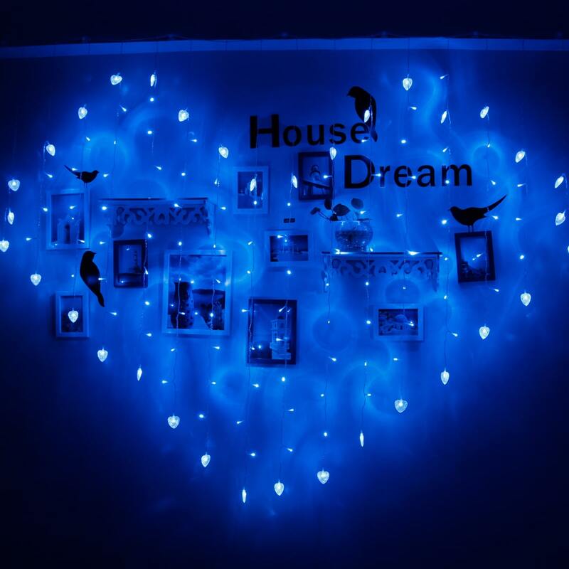

128pcs Curtain Hanging String Light, Blue