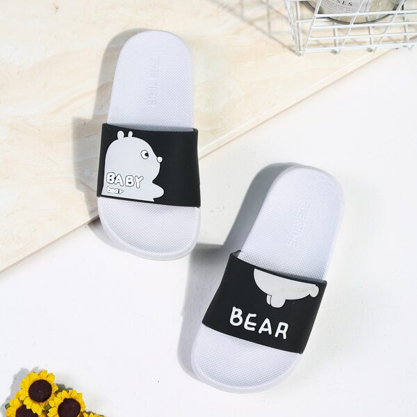 

Girls Cartoon Graphic Wide Fit Sliders, Grey