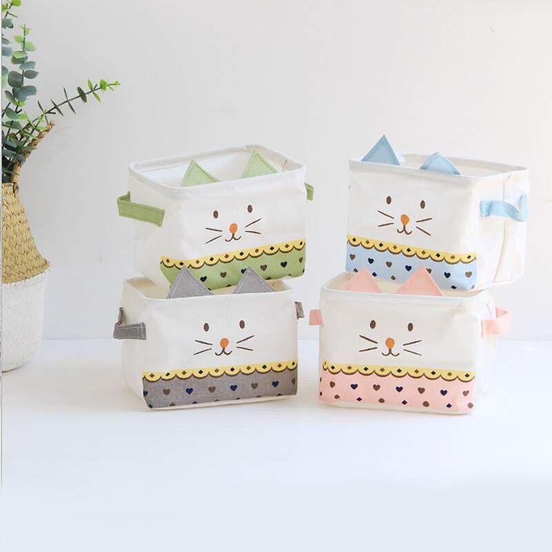 

1pc Cartoon Cat Print Storage Basket, Multicolor