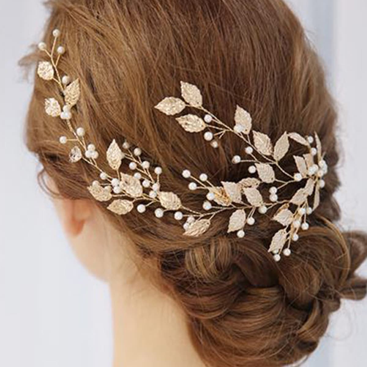 

Pearl & Metal Leaf Decor Hair Accessory, Multicolor