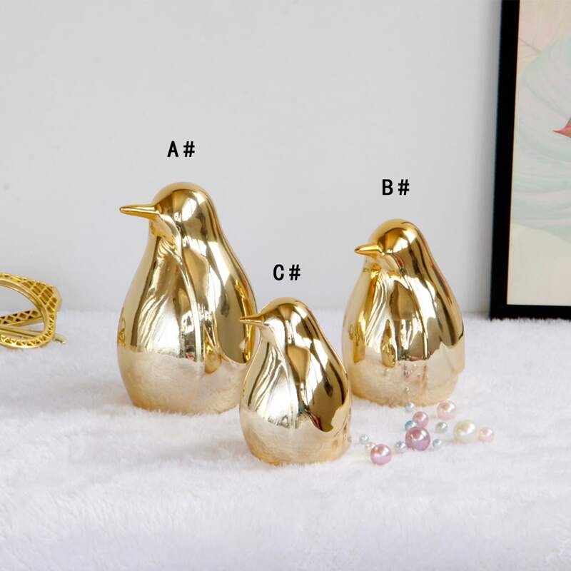 

1pc Penguin Shaped Decorative Object, Gold