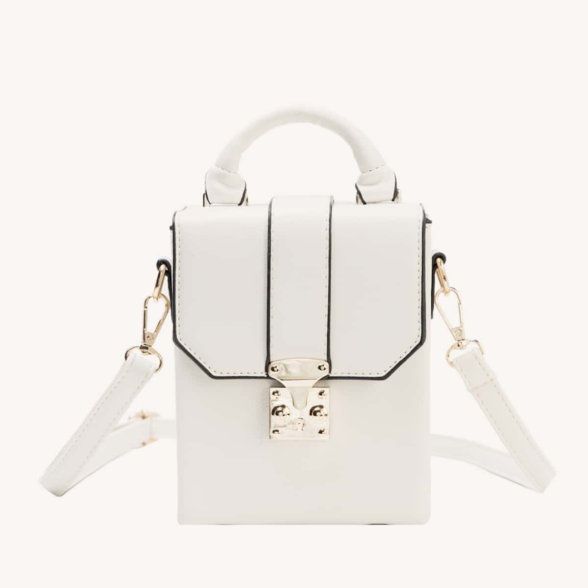 

Push Lock Satchel Bag, White
