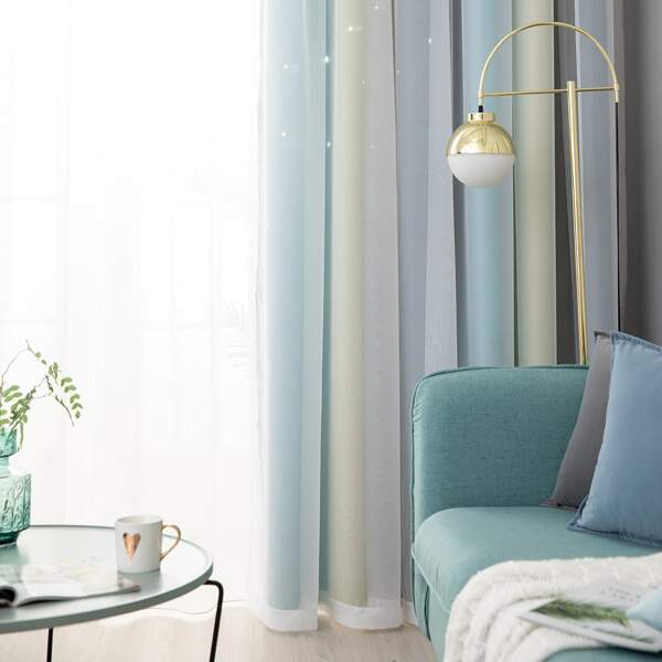 

1pc Double-layer Blackout Curtain, Multicolor