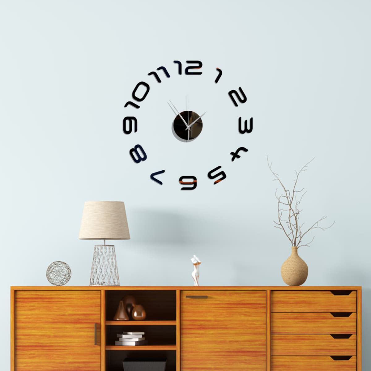 

1set Simple Mirror Surface Wall Clock, Multicolor