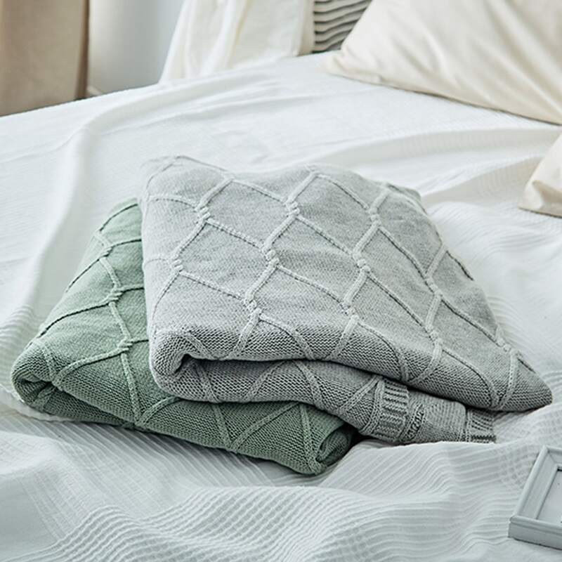 

1pc Solid Knitted Blanket, Multicolor