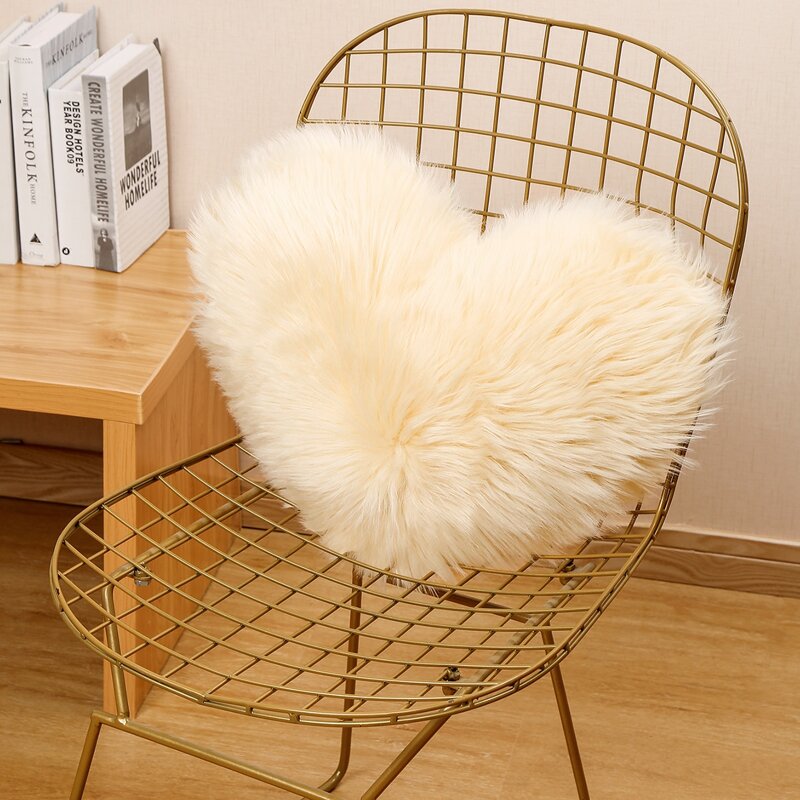 

Heart Shaped Plush Cushion Cover Without Filler, Beige