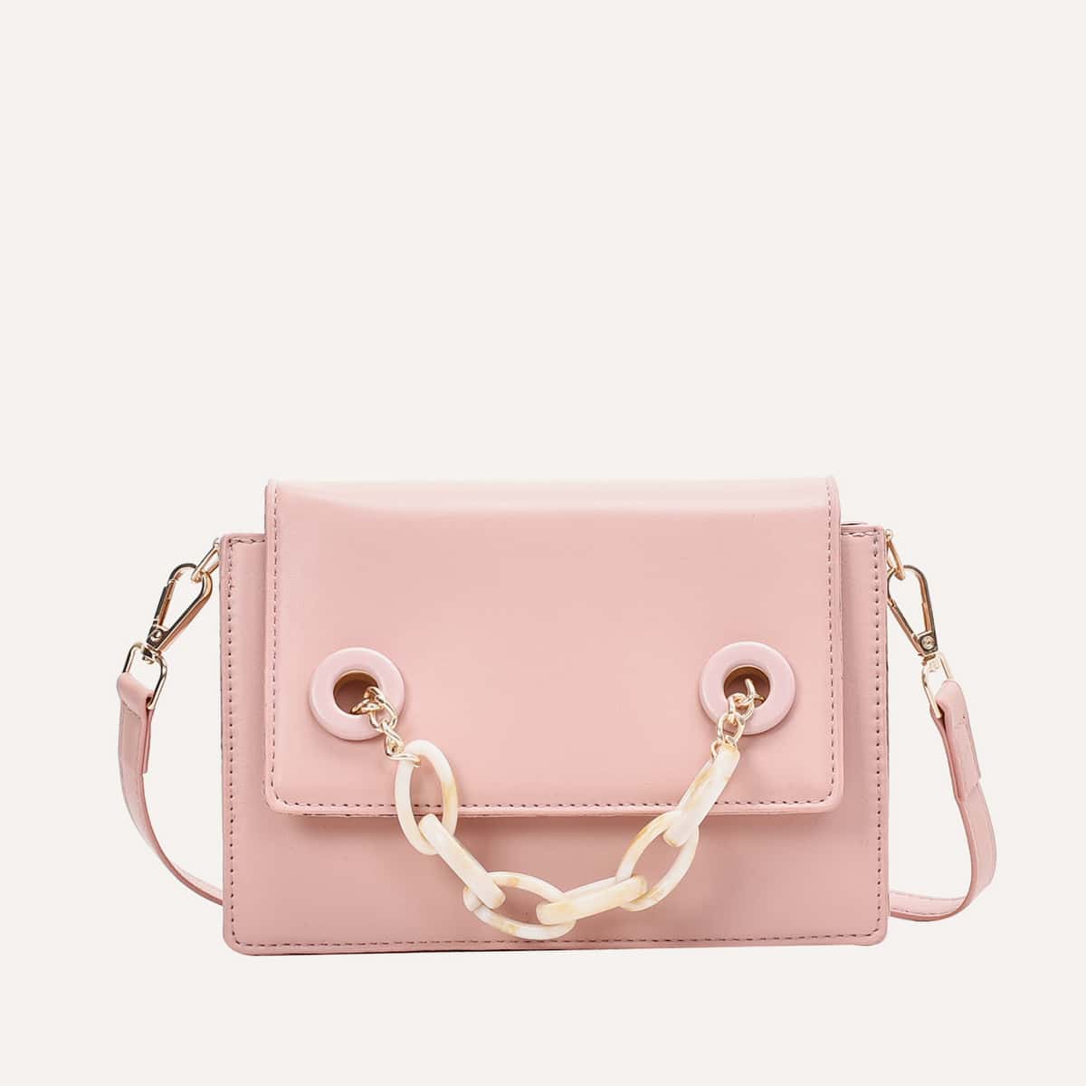 

Chain Decor Crossbody Bag, Pink