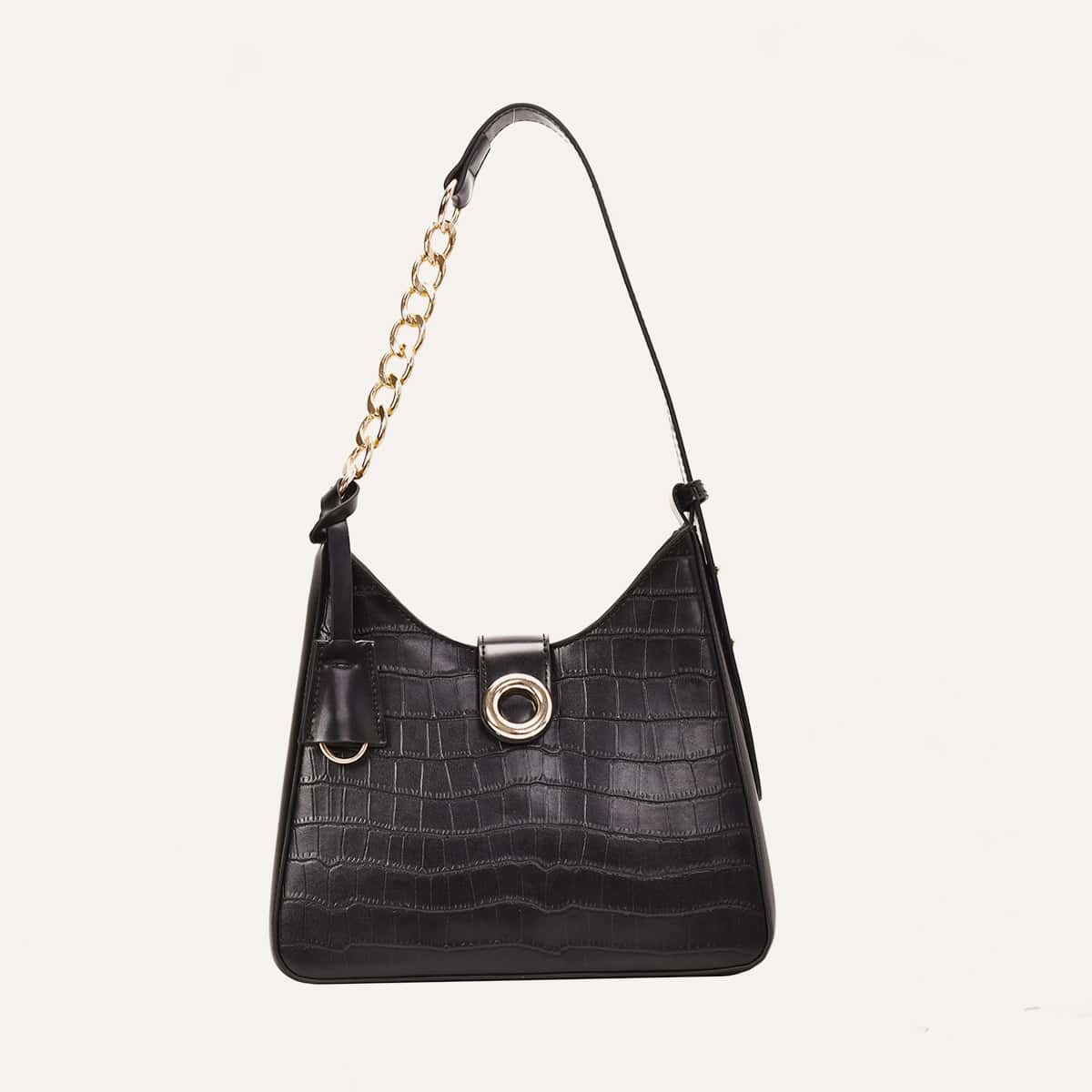 

Croc Embossed Tote Bag, Black